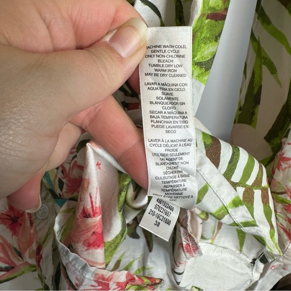 Chicos Sz 1 MEDIUM 6/8 Tropical Beach Flamingo Blouse Shirt Top Summer Cute - Picture 7 of 12